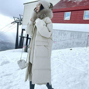 Women's Mid-length Big Fur Collar Over-the-knee Bread Coat