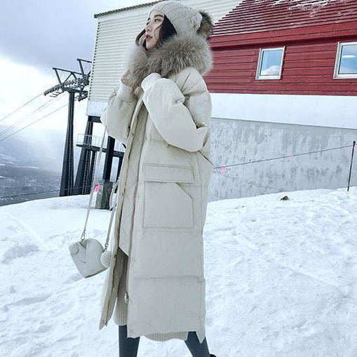 Women's Mid-length Big Fur Collar Over-the-knee Bread Coat